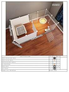 1pc White Indoor Pet Fence With Toilet Area For Small Dogs, Home Use Dog Crate With Divider