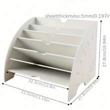 Fan Shaped Desk File Organizer - 6 Compartments File Holder For Desktop, Magazine Rack, Mail Holder, File Sorter, Paper Organizer For Home Office Classroom, White - 白色 - 查看 2