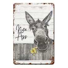 1pc, Funny Donkey Sunflower Bathroom Metal Tin Sign Wall Decor-Nice -Farmhouse Bathroom Sign For Toilet Restroom Washroom Decor Gifts Vintage Retro Poster Plaque Donkey Accessories Farm Decor (8''x12''/20cm*30cm).