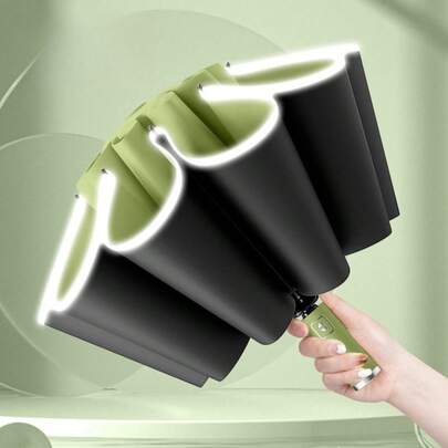1pc Fully Automatic Compact Travel Umbrella, Reverse Design For Dry Exit, With Auto Open/Close Handle, UV Protection, Reflective Strips For Nighttime, Powerful Windproof Waterproof ,Spring Summer Picks,Brides Maid Gifts,Room,Bedroom Decor,Beach,Travel,For Men,For Women,Vacation,Cute Stuff,Mother's Day Gift,Bedroom Decor,Garden,Kitchen Decor,Summer,Beach,Travel Essentials,Room Decor,Squishy,Graduation