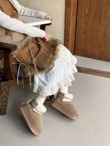 XIXITIAO 1 para zabytkowych, trójstronnych, blokowych śniegowców dla kobiet, gruba podeszwa termiczna, uniwersalne krótkie buty, ciepłe, codzienne buty zimowe