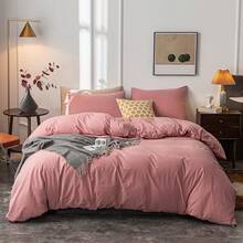 Ultra Soft 100% Cotton Solid Color Dusty Pink Queen Duvet Cover Set With Zipper Closure - 3 Pieces,  In 2025 - 粉紅豆沙 - 查看 12