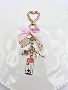 1 móc khóa du lịch hình nơ hồng thanh lịch, máy bay thả dầu, hành lý, thẻ lên máy bay, hộ chiếu, đồ trang trí tháp Eiffel tự làm, mặt dây chuyền túi xách nữ, trang trí vali, phụ kiện túi đeo vai, mặt dây chuyền túi đa năng, trang trí xe hơi, phong cách Gothic Y2K dễ thương, quà tặng ngày lễ - Nhiều màu - Xem 6