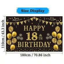 18th Birthday Decorations Men - Black Gold 18th Birthday Backdrop 5.9 X 3.6 Fts Happy 18th Birthday Decorations Photography Supplies Background Birthday Party Decorations - Telón de Fondo Para 18 Cumpleaños, Color Negro Y Dorado - Ver 3