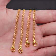 5 Piece PVD 18k Gold Plated Stainless Steel Necklace Extender With Lobster Clasp, Chain End Extender For DIY Jewelry Making
