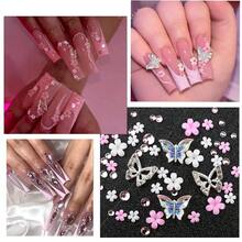 4 Boxes Pink Nail Gems Bow Flower Nail Charms For Acrylics - Irregular Crystals, Nails Rhinestone & Accessories For Women Nails Art Design Nails Decor(Pink){"Color_name":"Colorful-18"} - 彩色-18 - 查看 6