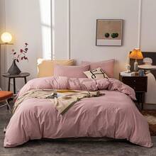 Ultra Soft 100% Cotton Solid Color Dusty Pink Queen Duvet Cover Set With Zipper Closure - 3 Pieces,  In 2025 - 藕粉色 - 查看 7