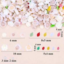 3D Flower Nail Charms Set,150pcs Mixed Size Camellia Rose Resin Charms,150pcs Mixed Size And Color Leaves,100pcs Round White Pearl Beads For Nail Accessories Nail Art (13-Rose-3Yellow){"Color_name":"Rose-3Yellow"} - 玫瑰-3黃 - 查看 4