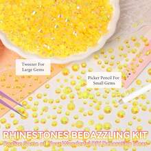 21000Pcs Light Yellow Rhinestones For Bedazzling Kit, Mix Sizes Jelly Bedazzling Resin Gems, Yellow Gems Bedazzling For Crafting, Flatback Resin Rhinestones For Craft DIY Face Makeup{"Color_name":"S19"} - S19 - 查看 5