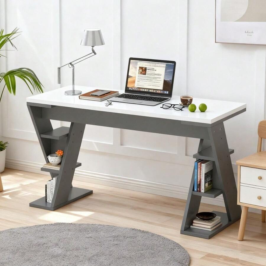 Home Office Desks - White+Gray - View 1