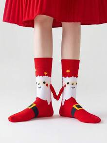 6pcs4pcsMagnetic Couple Socks, Cute Stick-Together Automatic Foot Holding Socks, Christmas Theme, Suitable For Spring And Autumn, Fall2pcs - Multicolor - View 3