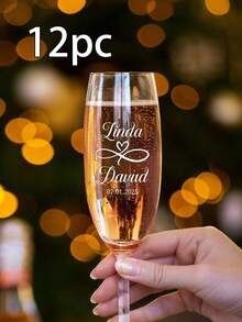 1/6/12张定制婚礼水晶标签贴纸 - 10种款式，可个性化定制文字，婚礼派对香槟杯水晶标签贴纸，送给新郎新娘的结婚礼物，伴娘纪念品 - 彩色 - 查看 36