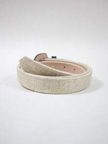 Women's Belt Straw Color Fabric Colorful Design Simple Covered Buckle For Everyday Wear - Black - View 6
