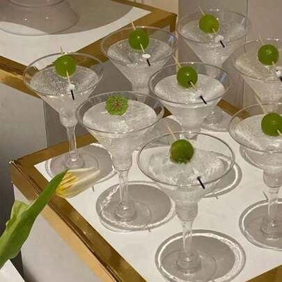 5/10 件透明高脚酒杯，适合与朋友聚会、婚礼、宴会、节日、生日派对、香槟杯，可作为送给朋友、家人、丈夫的礼物，采用 PP 材料制成，新年派对香槟杯，情人节礼物，适合户外、露营