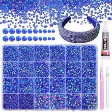 21000Pcs Blue AB Rhinestones For Bedazzling Kit, Mix Sizes Jelly Bedazzling Resin Gems, Blue AB Gems Bedazzling For Crafting, Flatback Resin Rhinestones For Craft DIY Face Makeup{"Color_name":"S7"} - S7 - 查看 1
