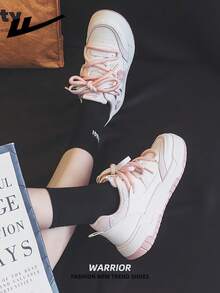 WARRIOR 1 Pair Women's Lace-Up Design Casual Skateboard Shoes, Low-Top Leisure Shoes, Outdoor Flat Shoes, Summer Breathable Shoes, Versatile Lightweight Skateboard-Inspired Athletic Sneakers, Fashionable & Comfortable Women's Canvas Sneakers, Women's Thick-Soled Canvas Sports Shoes, Street Style Athletic Shoes, Low-Top Lightweight Soft-Sole Sports Shoes