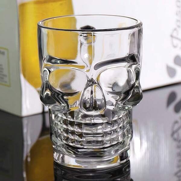 Tasse en verre cristal soufflé à la main avec motif de crâne, convient pour les boissons froides, jus, café, eau pétillante, usage quotidien, maison, restaurant, fête, cadeau pour Halloween, vacances