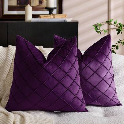 1pc Velvet Decorative Pillow Cover With Ruffled Design, Square Soft Cushion Cover For Sofa And Coffee Use