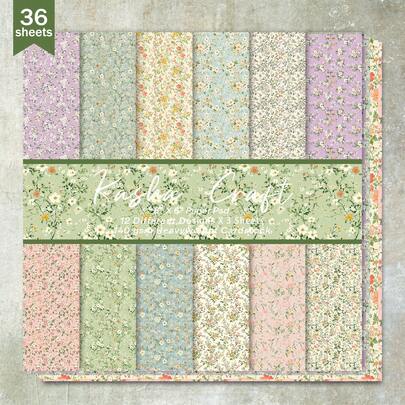 36 hojas de 6 pulgadas (Fondo floral de plantas FreshDitsy) Papel para scrapbooking, adecuado para diarios de balas, collages, tarjetas, álbumes de recortes y manualidades
