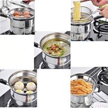 4pc Non Stick Chip Pan Deep Fat Fryer Cooking Noodle Soup Pot Frying Basket&Lid - Silver - View 3