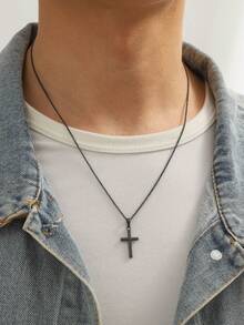 Fashionable And Popular Men's Cross Necklace In Copper Material, Available In Multiple Quantities, Ideal As Jewelry Gift For Fashionable Look - Yellow Gold - View 4