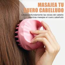Set de 4 Masajeadores Cabelludo en Manual - PE, Resina, Plástico y Silicona, Verde, Rosa y Morados, Elimina Caspa y Estimula Crecimiento - Verde + Rosa + Morado Blanco + Morado Gris - Ver 5