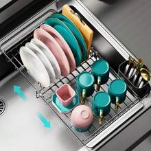 Expandable Dish Drying Rack Over The Sink Adjustable Dish Rack In Sink Rustproof Dish Drainer For Kitchen Counter Dish Strainer With Utensil Holder