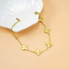 1 件时尚简约不锈钢 18K 镀金女士手链，生日派对珠宝礼物