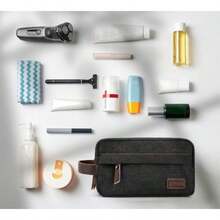 Men's Travel Toiletry Bag Portable Travel Organizer Travel Razor Bag Women's Toiletries Canvas Cosmetic Bag Cosmetic Accessory Organizer Individual Compartments With Handles Black