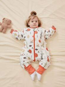 Túi ngủ dệt kim dày dặn ấm áp 3.5TOG mùa thu/đông cho trẻ em, túi ngủ in hình hoạt hình có tay áo rời, unisex - Như hình ảnh - Xem 12