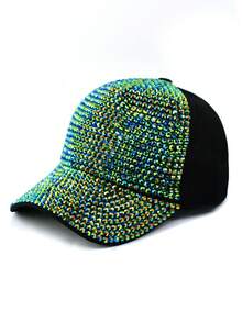 Nueva llegada Gorra de béisbol de red con rhinestones estilo coreano, visera, sombrero para exteriores, gorra de béisbol brillante para mujer