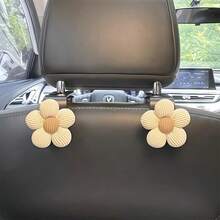 2 Stück gewebte Blumen Autositz Rückenlehnen Haken, multifunktionale Cartoon Autositz Kopfstützen Haken, auch vielseitig einsetzbare Vordersitz Aufhänger. Praktisch für den Gebrauch im Auto, hergestellt aus strapazierfähigem ABS-Harz Material, nicht nur mit guter Aufbewahrungshaken-Funktion, sondern auch mit einem Hauch von Wärme und Spaß im Autoinneren durch das gewebte Blumen- und Cartoon-Design.