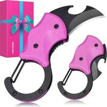 Small Pocket Knife Women Mom Gifts, Pink Keychain Cute Box Cutter, Knife Gadgets Hiking Mothers Day, Everyday Carry Tools, Stocking Stuffers Women Her - Pink - View 2