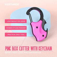 Small Pocket Knife Women Mom Gifts, Pink Keychain Cute Box Cutter, Knife Gadgets Hiking Mothers Day, Everyday Carry Tools, Stocking Stuffers Women Her - Pink - View 6