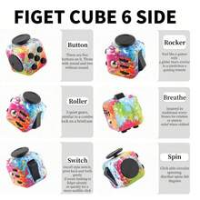 4pc Stress Relieving Dice Handle Magic Cube Dice,FidgetToy Cube Toy Sensory Toy With 6 Different FunctionsStress Anxiety Relief Toy Killing Time Finger Toy OfficeClassroom Toy Gift For Adults - Nhiều màu - Xem 8