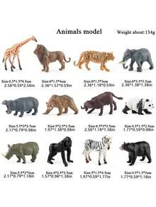 12pcs Wild Animal Model Toys, Including Crocodile, Leopard, Zebra, Wolf, Sika Deer, Hippopotamus, Giraffe, Tiger, Lion, Rhinoceros, Panda, Elephant, Mini Wild Animal Models, Learning Educational Models, Birthday & Festival Gift Toys (Random Color) - Multicolor - View 11