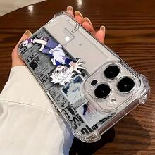 Fundas de teléfono de personajes de anime populares Killua compatibles con 16, 15, 14, 13, 12, 11 Pro, X, XR, XS, 8, Plus, con un respaldo transparente suave para protección caídas. - transparente - Ver 4
