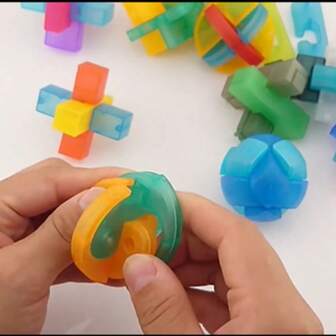 1/3/6pcs New Transparent Glass Luban Lock Puzzle Toys, Various Difficulty Levels, Challenging Kongming Lock Toys