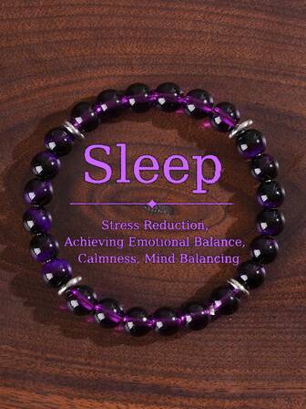 Stay Sleep Elastic Bracelet - 8mm Purple Quartz, Purple Ombre, Stress Relief Gemstone, Perfect Gift For Any Occasion