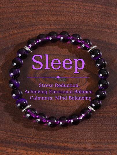 Stay Sleep Elastic Bracelet - 8mm Purple Quartz, Purple Ombre, Stress Relief Gemstone, Perfect Gift For Any Occasion