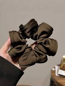 1/3pcs Women Silky Satin Black/Brown/Khaki Hair Scrunchies, Elegant, Versatile, Minimalist, Suitable For Daily, Casual, Commute, Vacation, Ponytail, Bun, Face Washing, Makeup, Outfit Matching ,Hair Ties ,Scrunchy Hair Ties