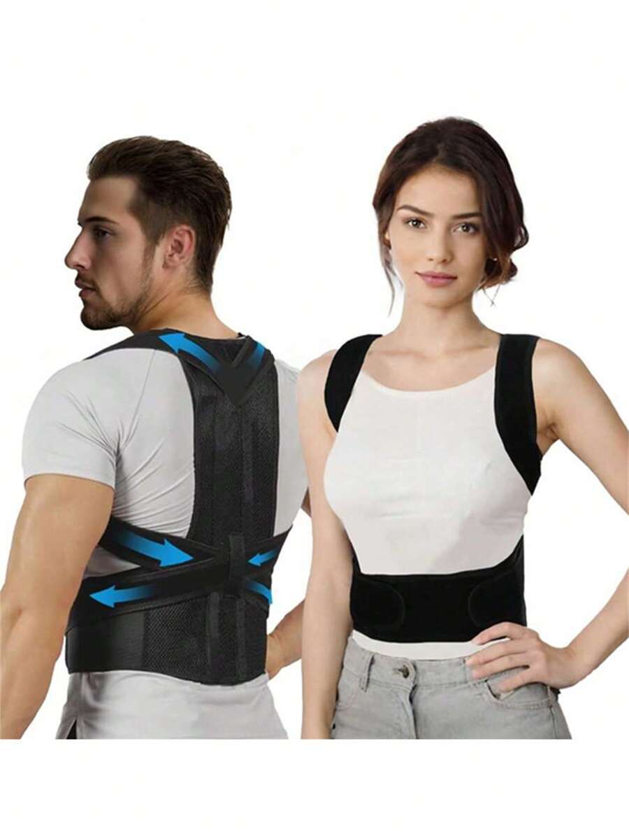 1 pieza Corrector de postura unisex - Ligero y transpirable, adecuado para hombres y mujeres, soporte de espalda invisible, anti-joroba, ajustable [Diseño de ajuste ceñido, se recomienda usar sobre la ropa para evitar fricción e irritación de la piel]