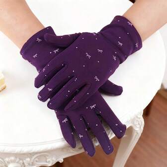 1 Pair Purple/Pink Full-Finger Gloves With Warm Plush Lining, Anti-Cold For Riding, Halloween Accessories Winter Gloves, Women's Fashion