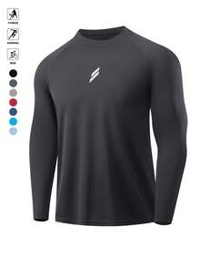 1 Stück Herren Herbst/Winter Sport Sweatshirt, Reflektierende Einfassung, Langarm Lässig Rundhals T-Shirt, Outdoor Fitness Sportbekleidung, Fußball Gittermuster, Polyester Strickstoff - leicht, weich, bequem, zum Schichten geeignet, Gym Training, Outdoor Laufen, Radfahren, Angeln, Basketball und Freizeitbekleidung