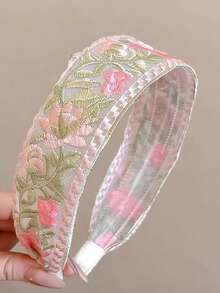 3pcs Floral Embroidered Headbands For Girls, Versatile & Elegant For Daily Wear, Work, Beach, Great Gift For Friends ,Makeup ,Hair Band ,Diadema ,Hair Hoop