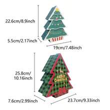 2 Einheiten Weihnachtskapazität Starker festlicher Sinn Papier Weihnachtsbaum-förmige Geschenkbox Set (Keine kostenlosen Geschenke), Weihnachtsstil grün-rosa karierter Weihnachtsbaum etc. Gestaltetes Weihnachtsbaum-förmiges Geschenkbox Set mit Klappendeckel zum Aufbewahren von Weihnachtsgeschenken und kleinen Artikeln, geeignet für Weihnachten, weihnachtsthematische Aktivitäten