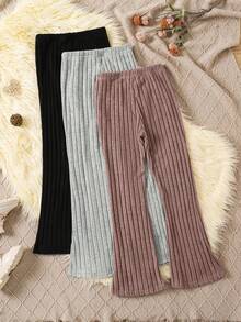 3 sztuki/zestaw dziewczęcych, jednolitych kolorów, obcisłych, rozszerzanych spodni, jesień/zima