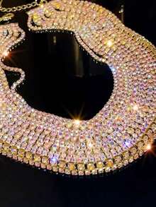 1 Pc High-End Exquisite Short Choker Necklace With Shiny Rhinestones,Luxury Multilayers Crystal Chokers Necklaces For Women Rhinestone Chains Necklaces Statements Jewelry Wedding Party Gift - Multicolor - View 13