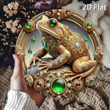 1pc Gold Frog Inspired Metal Plaque - 2D Vintage Metal Wall Art, Decorative Frame, Rustic Decor For Home, Garage, Cafe Or Restaurant | Decorative Frame Design | Metal Art Decor, Metal Wall Art, Hole Positions As Shown In Size Chart - Multicolor - View 6