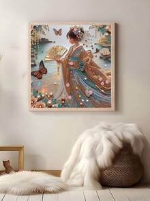 1 pezzo Kit di pittura a diamante asimmetrica vintage, pittura a diamante 5D a forma speciale e con cristalli, decorazione murale artigianale per casa, adatta per soggiorno, camera da letto, studio, corridoio, senza cornice 30cm*30cm